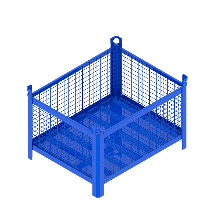 [046743] Contenedor metálico con paredes de malla de acero sin puerta - Dim.: 1000x800x600h mm - Azul ral 5010