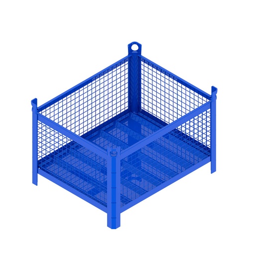 [046743] Contenedor metálico con paredes de malla de acero sin puerta - Dim.: 1000x800x600h mm - Azul ral 5010