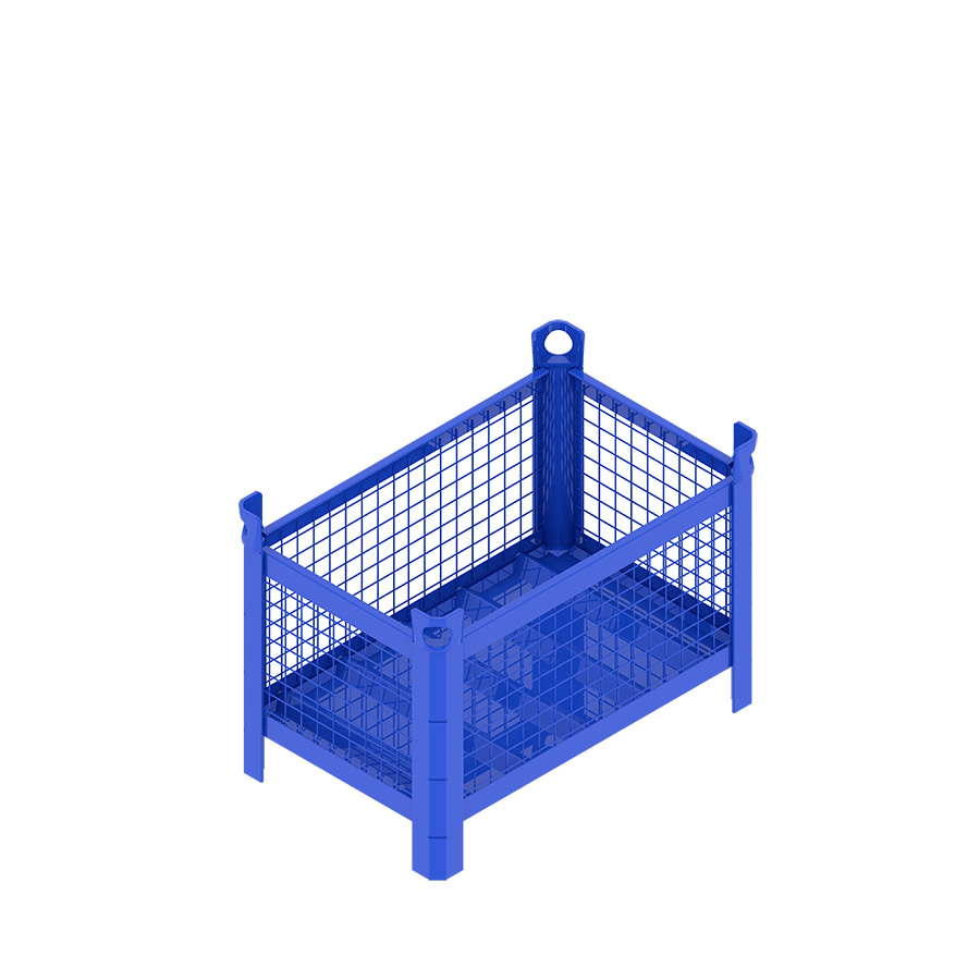 [046745] Contenedor metálico con paredes de malla de acero sin puerta - Dim.: 800x500x500h mm - Azul ral 5010