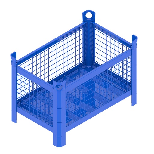 [046745] Contenedor metálico con paredes de malla de acero sin puerta - Dim.: 800x500x500h mm - Azul ral 5010