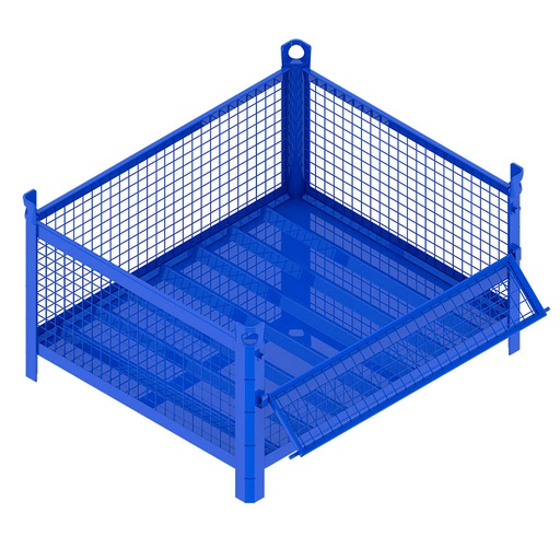 [046747] Contenedor metálico con paredes de malla de acero con puerta - Dim.: 1200x1000x600h mm - Azul ral 5010