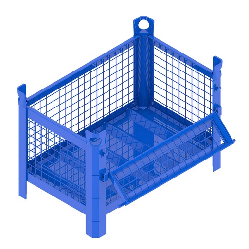 [046753] Contenedor metálico con paredes de malla de acero con puerta - Dim.: 800x500x500h mm - Azul ral 5010