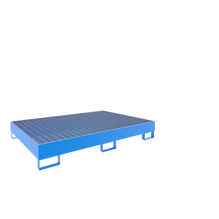 [046756] Cubeto de retención metálico con rejilla para estantería de paletización - Dim.: 1750x1300x250h mm - Cap.: 240 lts - acero pintado