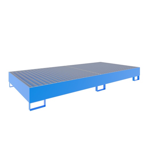 [046764] Cubeto de retención metálico con rejilla para estantería de paletización - Dim.: 2650x1300x300h mm - Cap.: 540 lts - acero pintado
