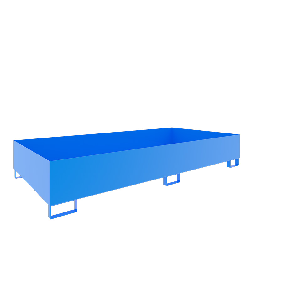 [046765] Cubeto de retención metálico para estantería de paletización - Dim.: 2650x1300x435h mm - Cap.: 1000 lts - acero pintado