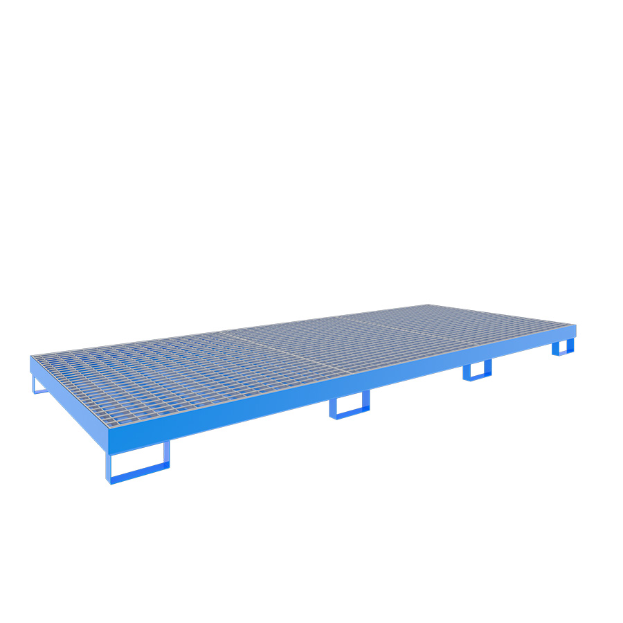 [046768] Cubeto de retención metálico con rejilla para estantería de paletización - Dim.: 3250x1300x192h mm - Cap.: 240 lts - acero pintado