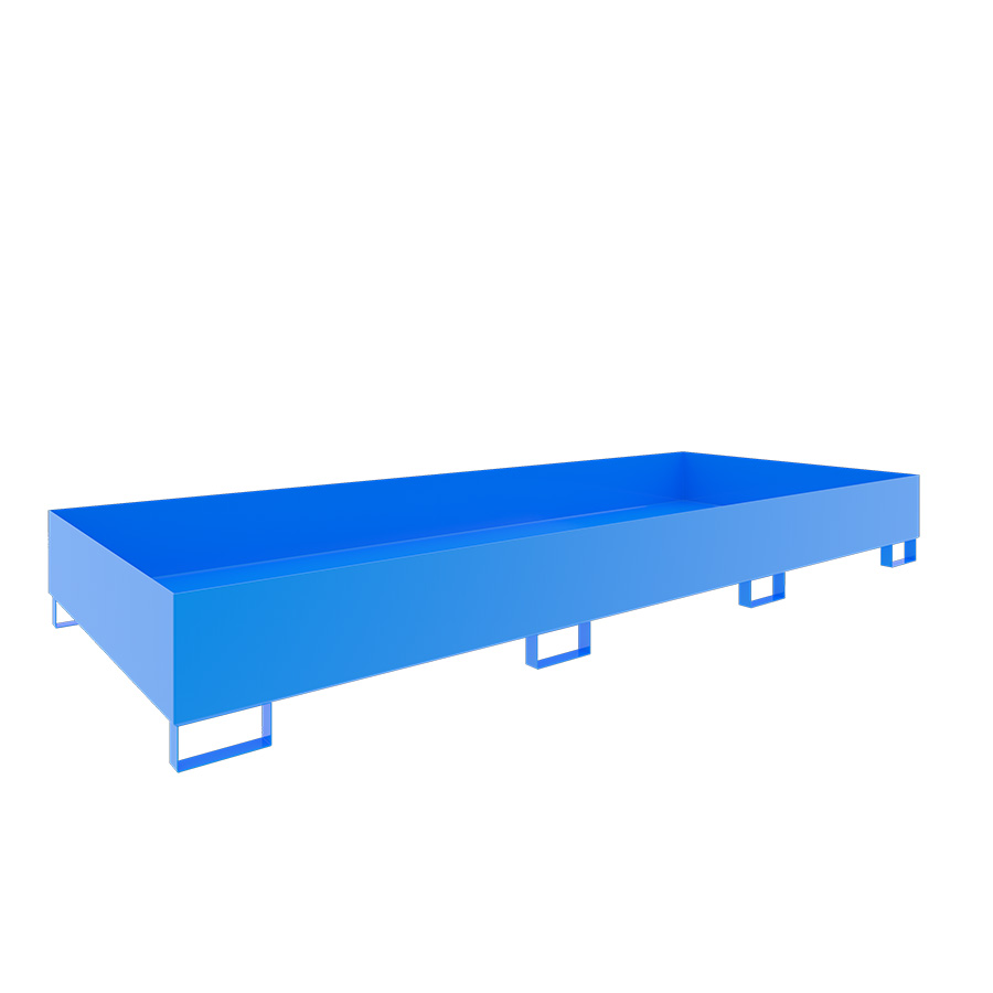 [046771] Cubeto de retención metálico para estantería de paletización - Dim.: 3250x1300x380h mm - Cap.: 1000 lts - acero pintado