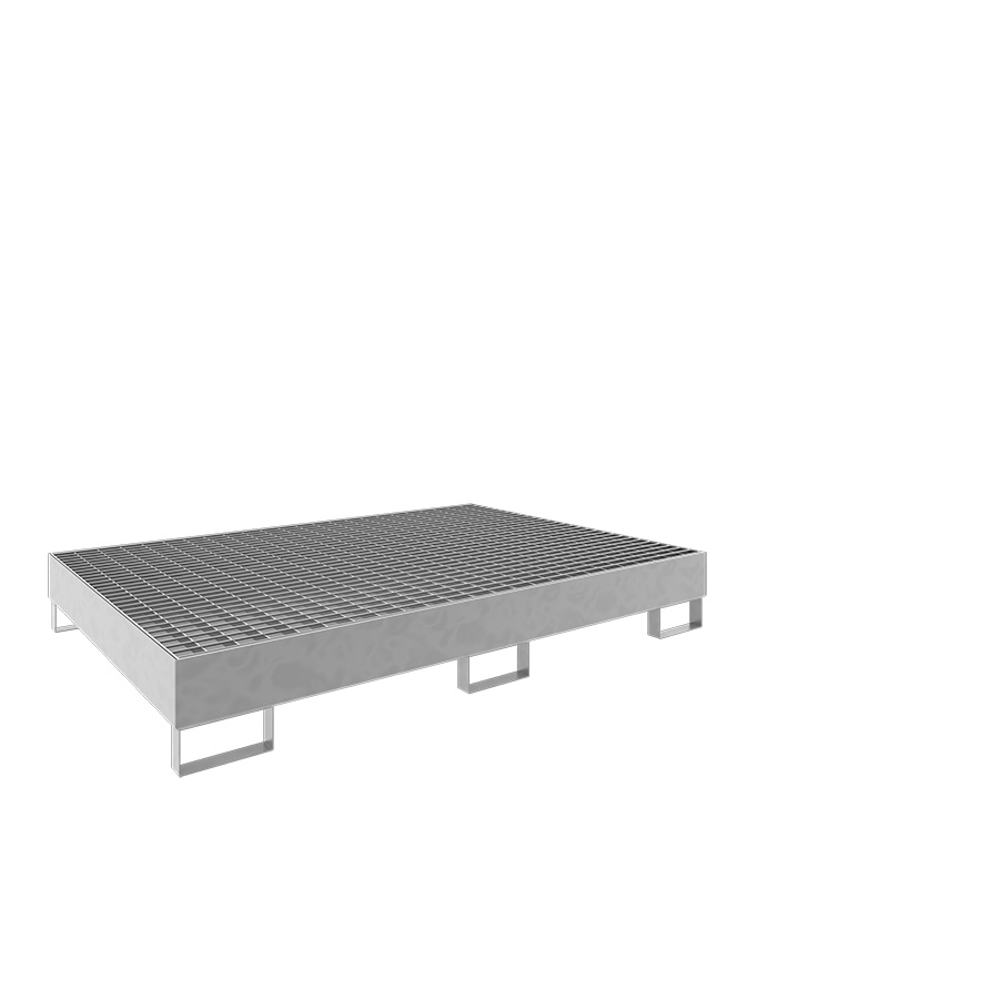 [046775] Cubeto de retención metálico con rejilla para estantería de paletización - Dim.: 1750x1300x250h mm - Cap.: 240 lts - acero galvanizado