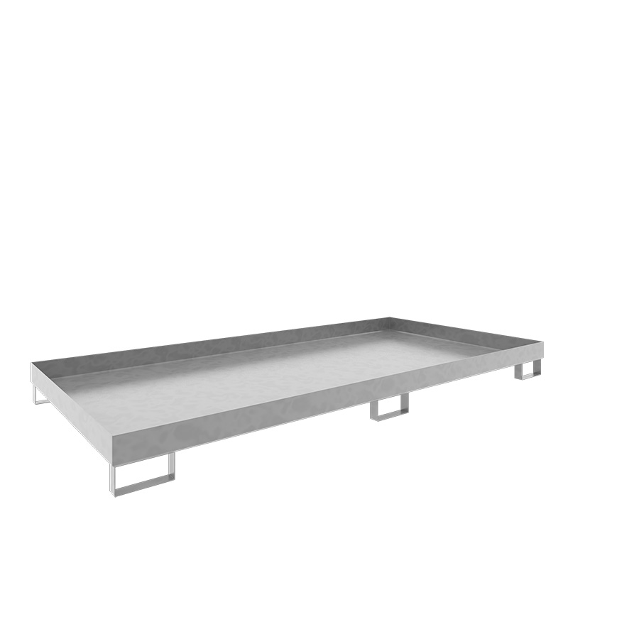 [046780] Cubeto de retención metálico para estantería de paletización - Dim.: 2650x1300x206h mm - Cap.: 240 lts - acero galvanizado