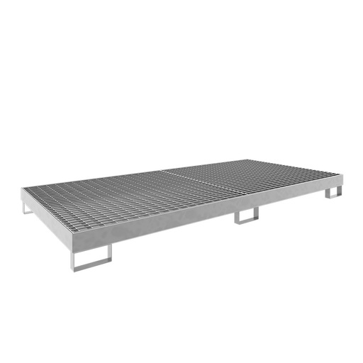 [046781] Cubeto de retención metálico con rejilla para estantería de paletización - Dim.: 2650x1300x206h mm - Cap.: 240 lts - acero galvanizado