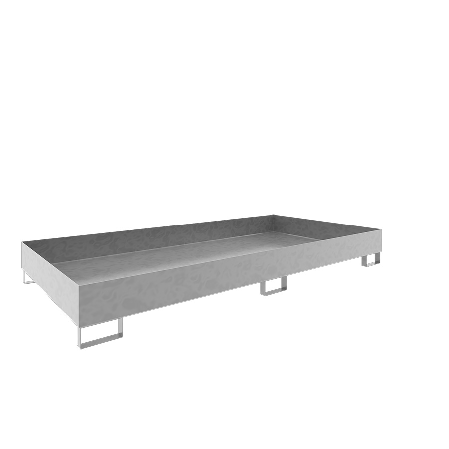 [046782] Cubeto de retención metálico para estantería de paletización - Dim.: 2650x1300x300h mm - Cap.: 540 lts - acero galvanizado