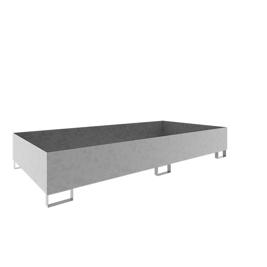 [046784] Cubeto de retención metálico para estantería de paletización - Dim.: 2650x1300x435h mm - Cap.: 1000 lts - acero galvanizado