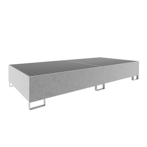 [046785] Cubeto de retención metálico con rejilla para estantería de paletización - Dim.: 2650x1300x435h mm - Cap.: 1000 lts - acero galvanizado