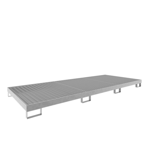 [046787] Cubeto de retención metálico con rejilla para estantería de paletización - Dim.: 3250x1300x192h mm - Cap.: 240 lts - acero galvanizado