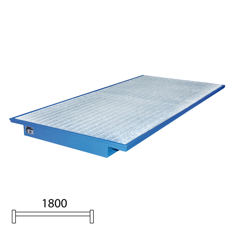 [046793] Cubeto de retención metálico para colocar en estante de estantería de paletización - Dim.: 1750x1250x160h mm - acero pintado