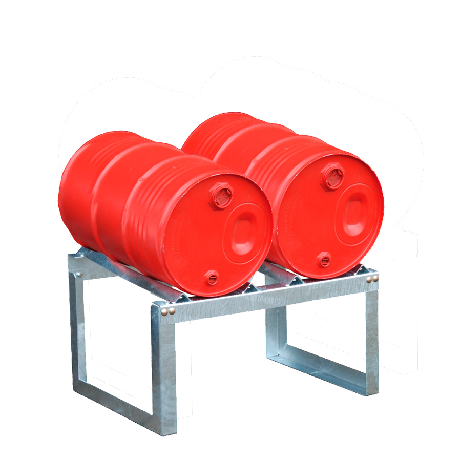 [046809] Soporte metálico para el almacenamiento de 2 barriles tumbados de 60 lts. - Dim.: 800x550x120h mm - Galvanizado