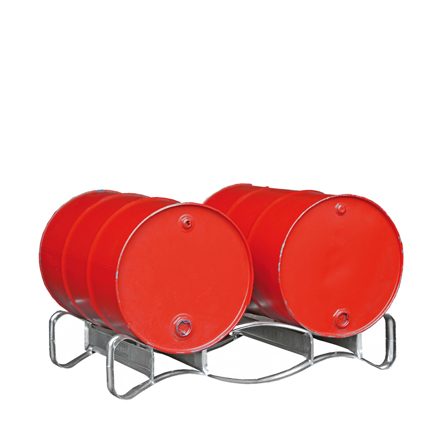 [046813] Soporte metálico para el almacenamiento de 2 barriles tumbados de 200 lts. - Dim.: 1280x750x250h mm - Galvanizado