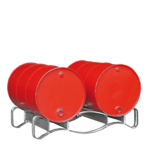 [046813] Soporte metálico para el almacenamiento de 2 barriles tumbados de 200 lts. - Dim.: 1280x750x250h mm - Galvanizado