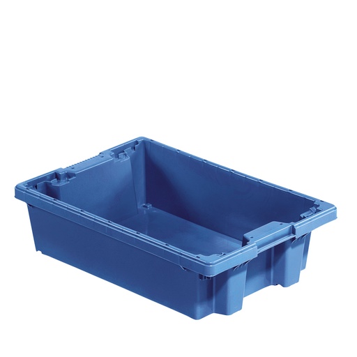[046824] Caja plástica para pescado apilable y encajable con asas cerradas - Dim.: 600x400x160h mm - Azul