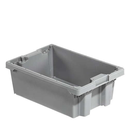 [046826] Caja plástica encajable y apilable norma Europa - Dim.: 600x400x210h mm - Gris