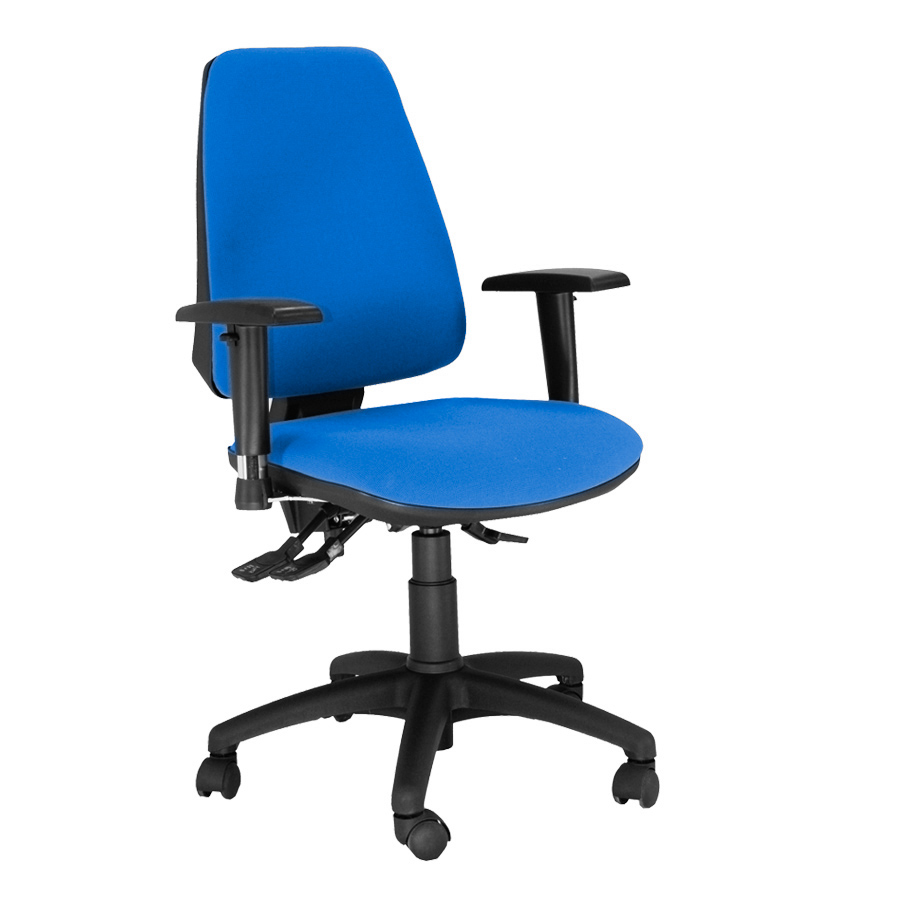 [046873] Silla tapizada para oficina con reposabrazos ergonómico y giro 360º - Dim.: 540x470x1080h mm - Azul