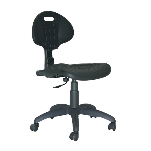 [046877] Silla para taller de poliuretano regulable en altura y con ruedas - Altura asiento.: 460 / 670h mm - Poliuretano negro