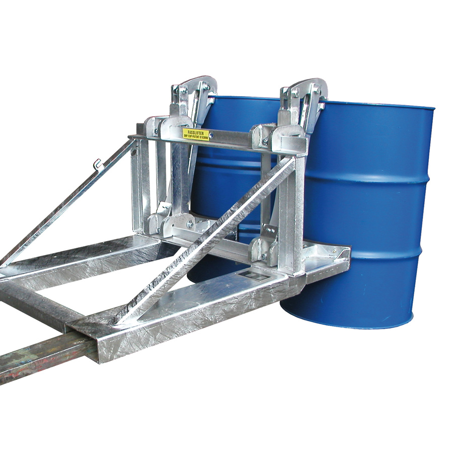 [046887] Implemento tipo gancho para agarre y manipulación barriles y bidones mediante carretilla elevadora - Dim.: 960x1180x930h mm - Acero galvanizado