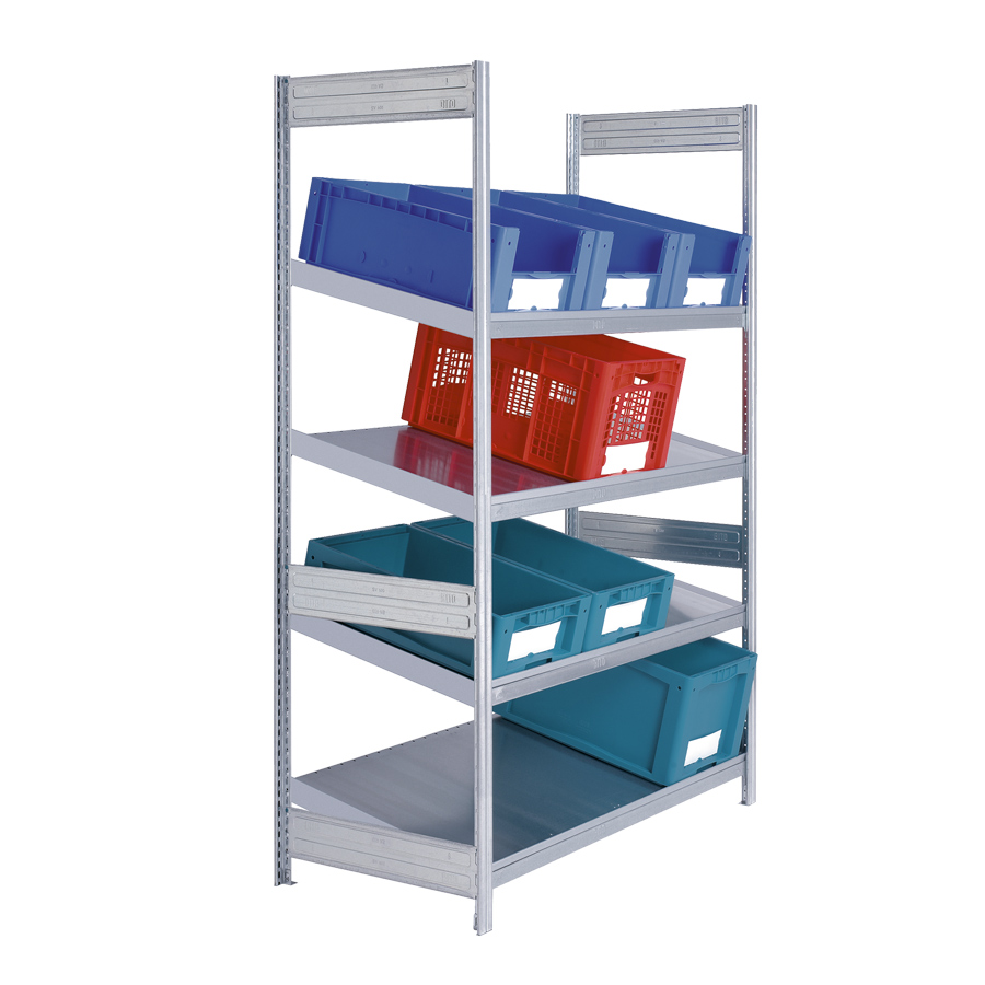 [046922] Estantería industrial con 4 estantes inclinados de carga 100 kg - Dim.: 1058x824x2000h mm - Galvanizado