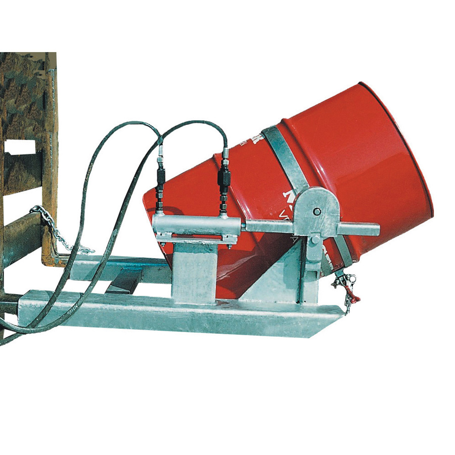 [047024] Volteador de barriles y bidones de 200 litros mediante carretilla elevadora - Acero galvanizado