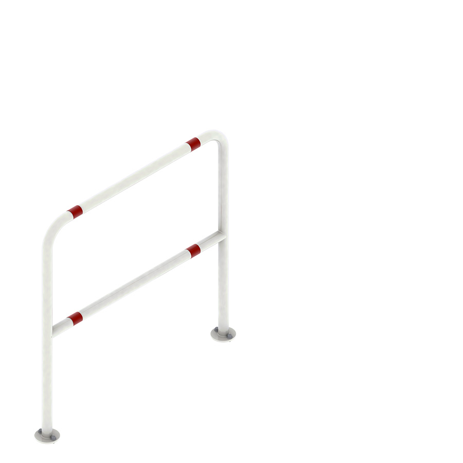 [047282] Barandilla metálica divisoria con bandas reflectantes - Dim.: Ø42x1000x1000h mm - Blanco ral 9010