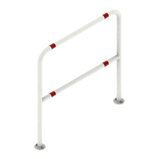 [047282] Barandilla metálica divisoria con bandas reflectantes - Dim.: Ø42x1000x1000h mm - Blanco ral 9010