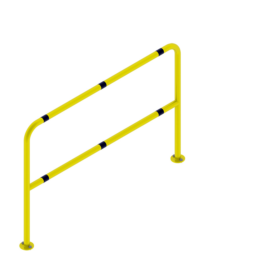 [047284] Barandilla metálica divisoria con bandas reflectantes - Dim.: Ø42x1500x1000h mm - Amarillo ral 1018