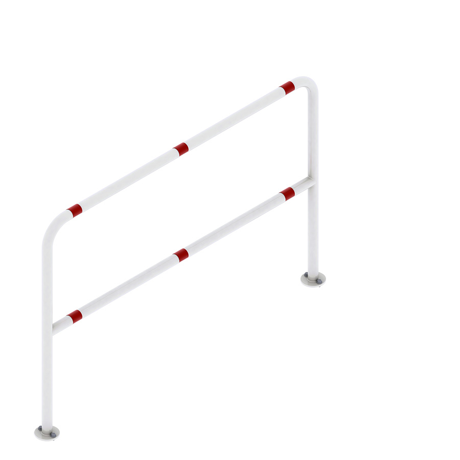 [047285] Barandilla metálica divisoria con bandas reflectantes - Dim.: Ø42x1500x1000h mm - Blanco ral 9010