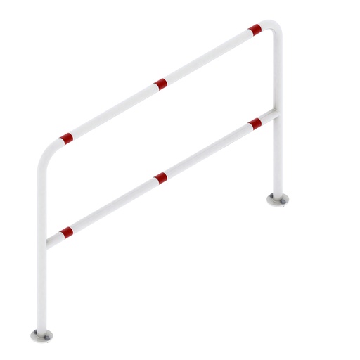 [047285] Barandilla metálica divisoria con bandas reflectantes - Dim.: Ø42x1500x1000h mm - Blanco ral 9010