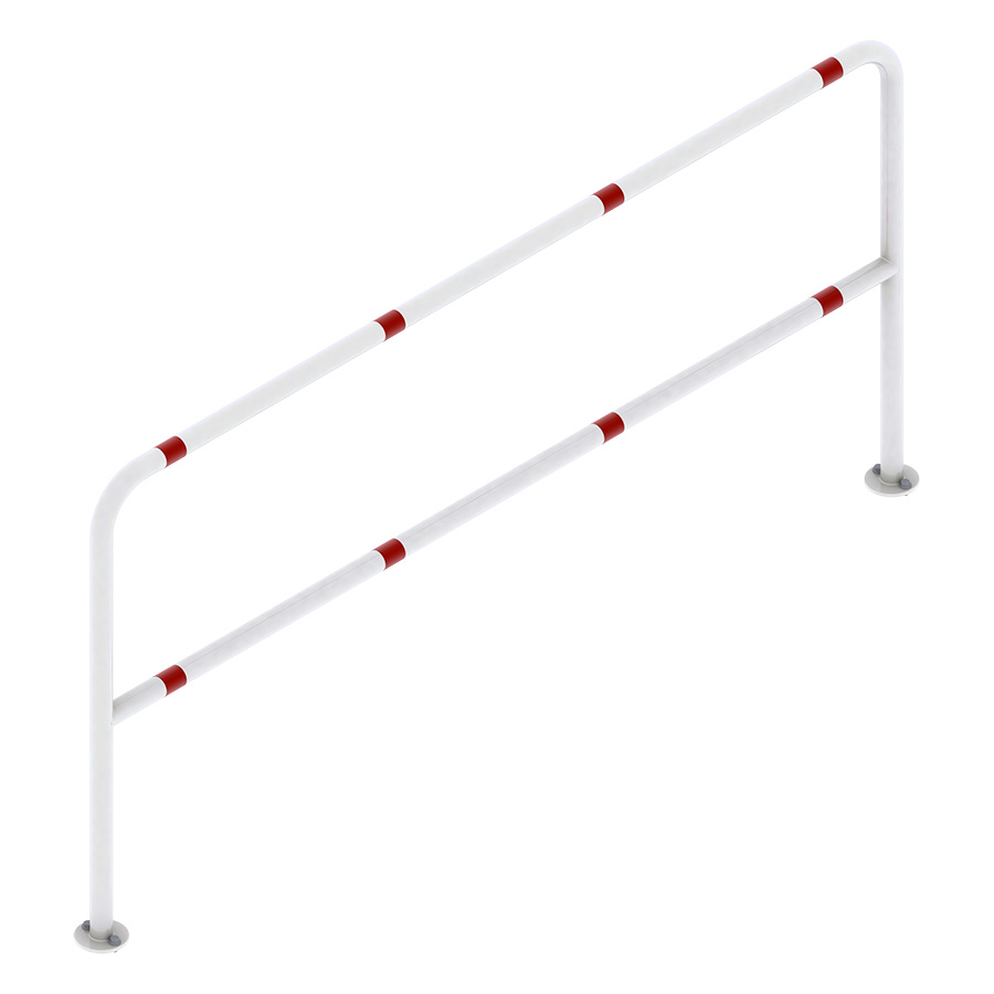 [047288] Barandilla metálica divisoria con bandas reflectantes - Dim.: Ø42x2000x1000h mm - Blanco ral 9010