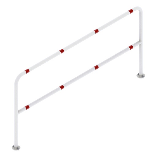 [047288] Barandilla metálica divisoria con bandas reflectantes - Dim.: Ø42x2000x1000h mm - Blanco ral 9010