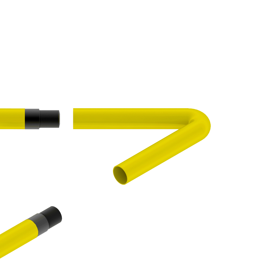 [047302] Par de ángulos de 45º para generar barandillas divisorias - Dim.: Ø42x200x200 mm - Amarillo ral 1018