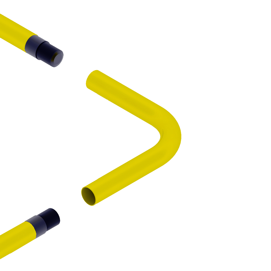 [047305] Par de ángulos de 90º para generar barandillas divisorias - Dim.: Ø42x200x200 mm - Amarillo ral 1018