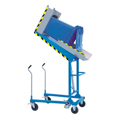 [047373] Volteador móvil para vaciado de basureras con accionamiento mediante pedal - Dim.: 1430x1100x1635h mm - azul ral 5015