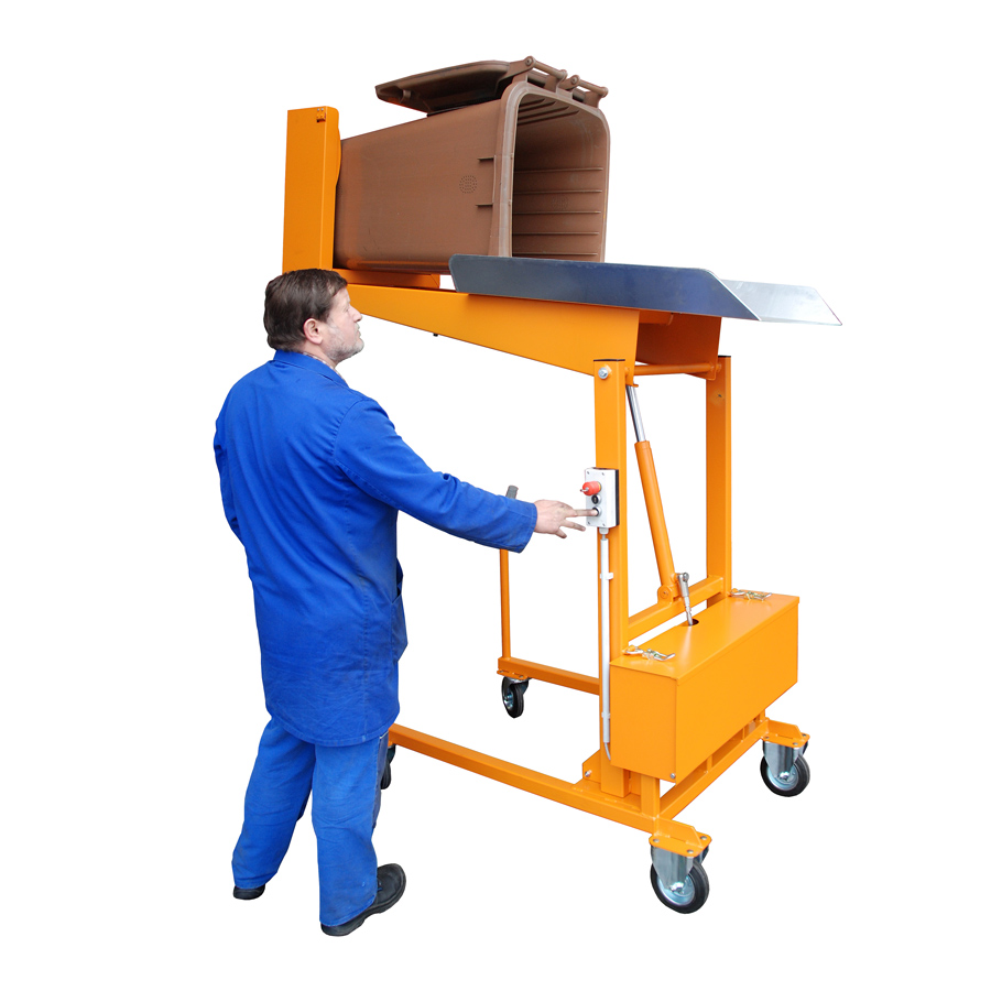 [047376] Volteador móvil para vaciado de basureras con accionamiento eléctrico 12v. - Dim.: 1570x880x1720h mm - Naranja ral 2000