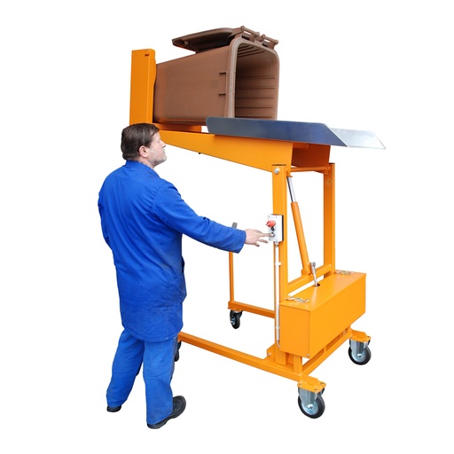 [047376] Volteador móvil para vaciado de basureras con accionamiento eléctrico 12v. - Dim.: 1570x880x1720h mm - Naranja ral 2000