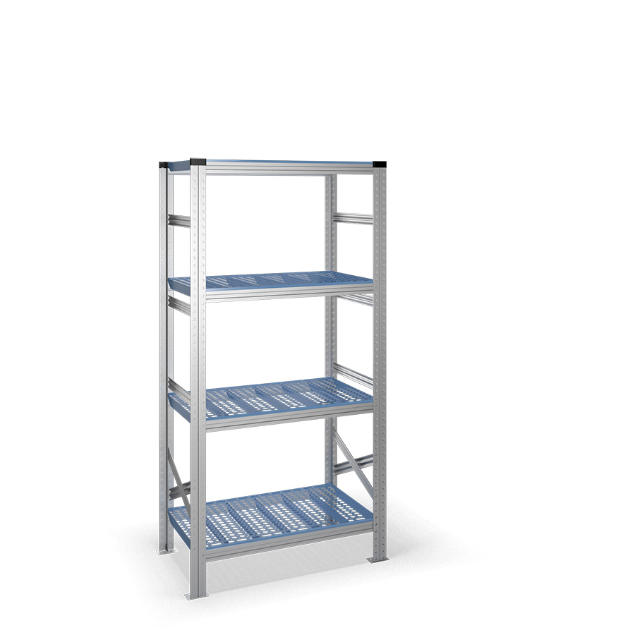 [047380] Estantería metálica con 4 estantes de plástico - Dim.: 0900x600x1972h mm - acero galvanizado