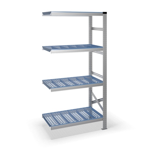 [047381] Estantería metálica adicional con 4 estantes de plástico - Dim.: 0900x600x1972h mm - acero galvanizado