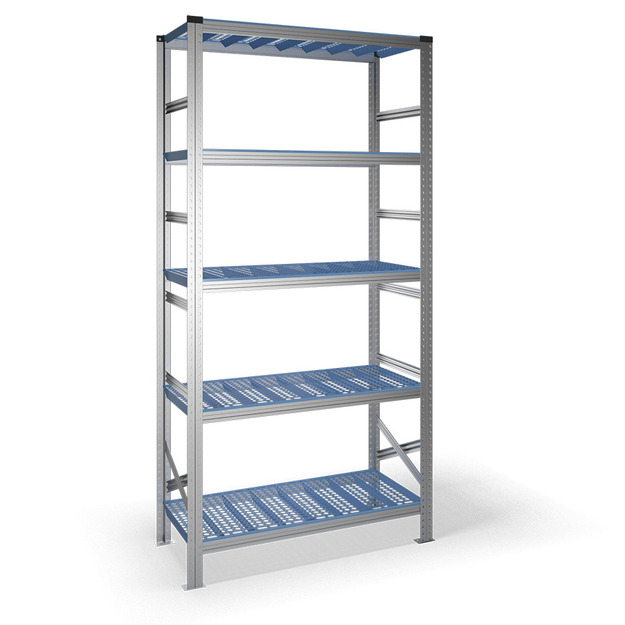 [047386] Estantería metálica con 5 estantes de plástico - Dim.: 1200x600x2500h mm - acero galvanizado