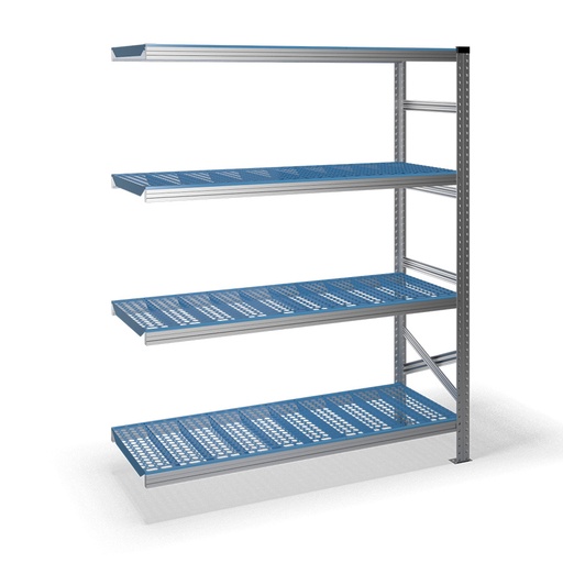 [047389] Estantería metálica adicional con 4 estantes de plástico - Dim.: 1500x600x1972h mm - acero galvanizado