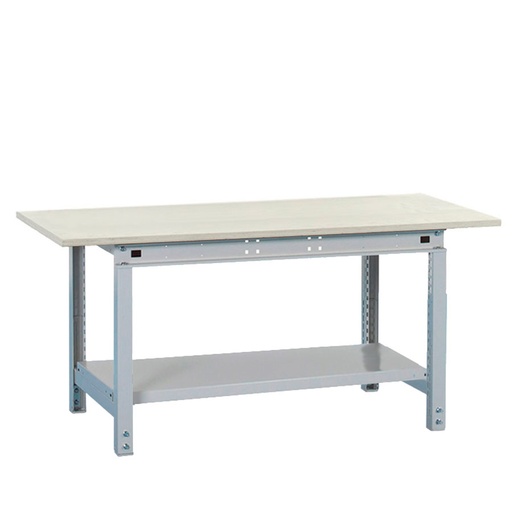 [047448] Banco de trabajo Multiusos con encimera laminada y estante inferior - Dim.: 1524x750x718/948h mm - Gris ral 7035