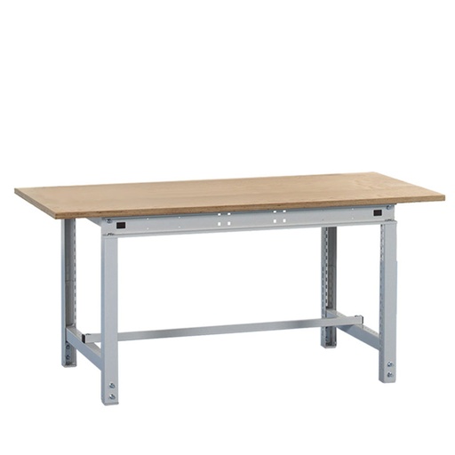 [047449] Banco de trabajo Multiusos con encimera de haya y travesaño inferior - Dim.: 1524x1000x717/947h mm - Gris ral 7035