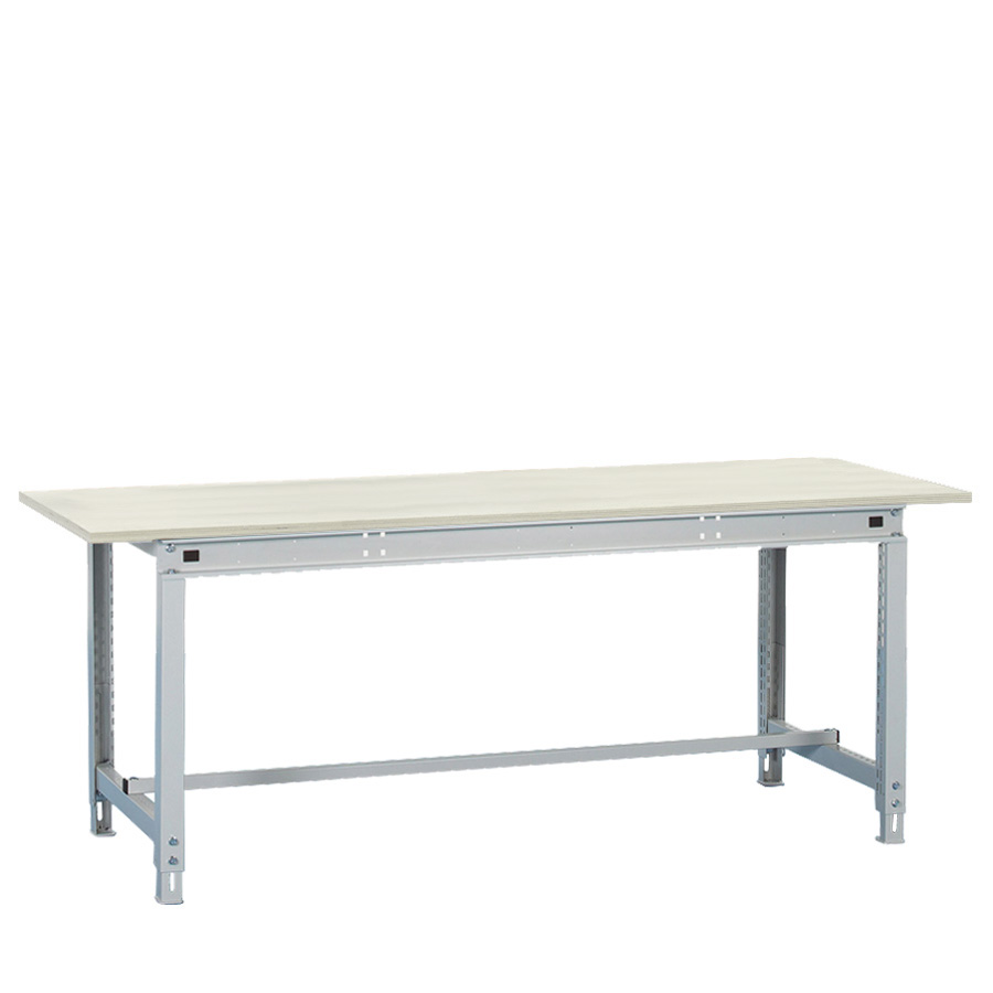 [047454] Banco de trabajo Multiusos con encimera laminada y travesaño inferior - Dim.: 2004x750x718/948h mm - Gris ral 7035