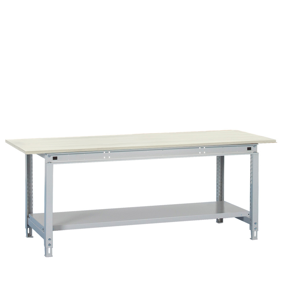 [047456] Banco de trabajo Multiusos con encimera laminada y estante inferior - Dim.: 2004x750x718/948h mm - Gris ral 7035