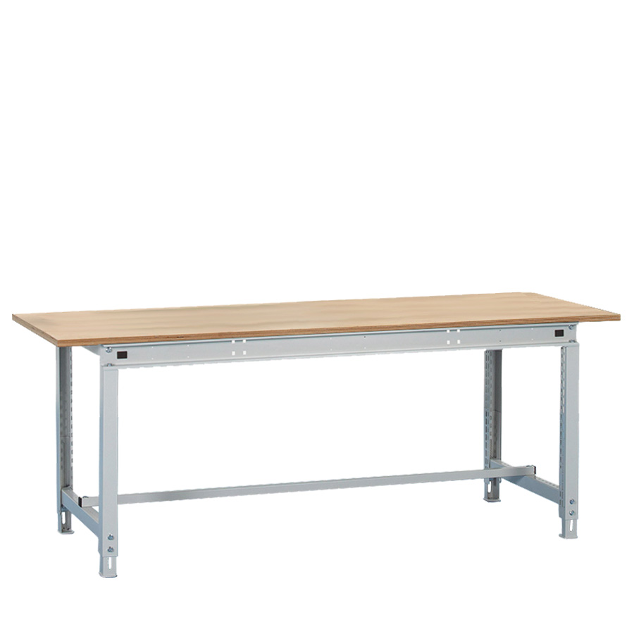 [047457] Banco de trabajo Multiusos con encimera de haya y travesaño inferior - Dim.: 2004x1000x717/947h mm - Gris ral 7035